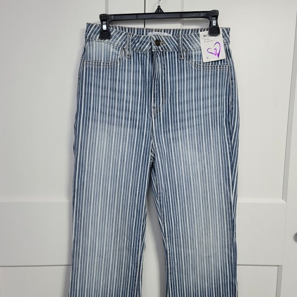 Windsor Bri high-rise pinstripe flare jeans, 11 View 4